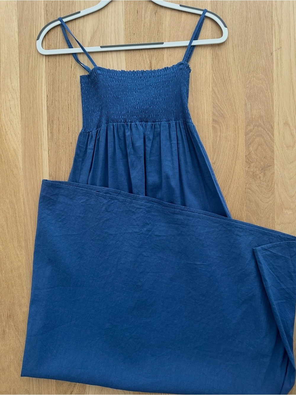 NWOT Theory Navy Blue Linen-Mix Smocked Strap Maxi Dress, XS